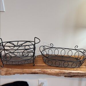 Black Metal Wire Baskets Set